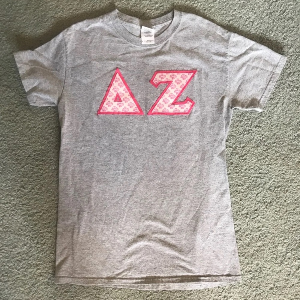 Gray Delta Zeta Stitched Letters